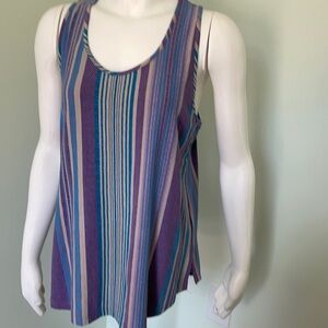 Drew Purple blue and gray striped racerback tank medium